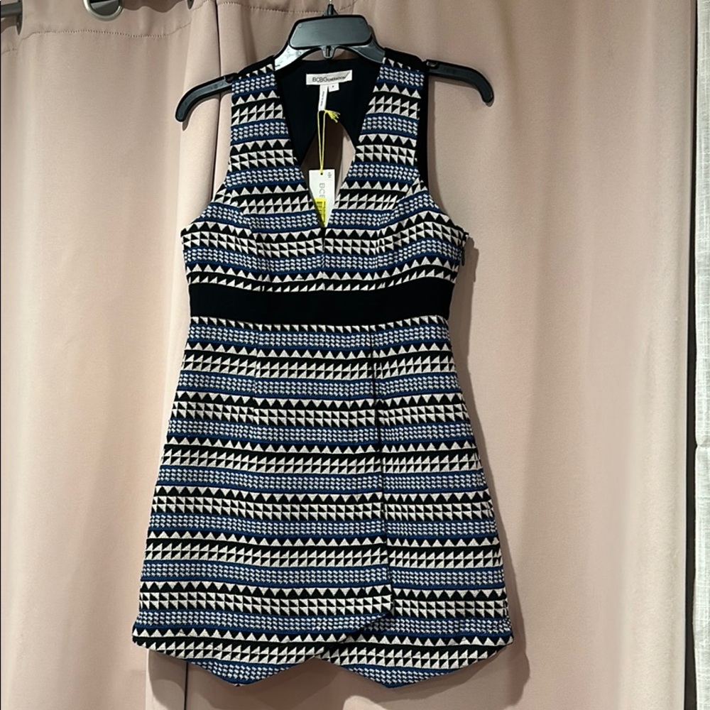 BCBGeneration Blue, Black and White Mini Dress